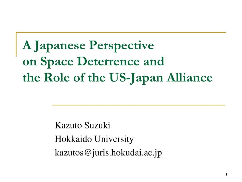 a japanese perspective on space deterrence and the role of the us japan alliance