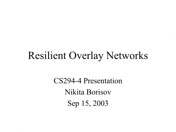 Resilient Overlay Networks