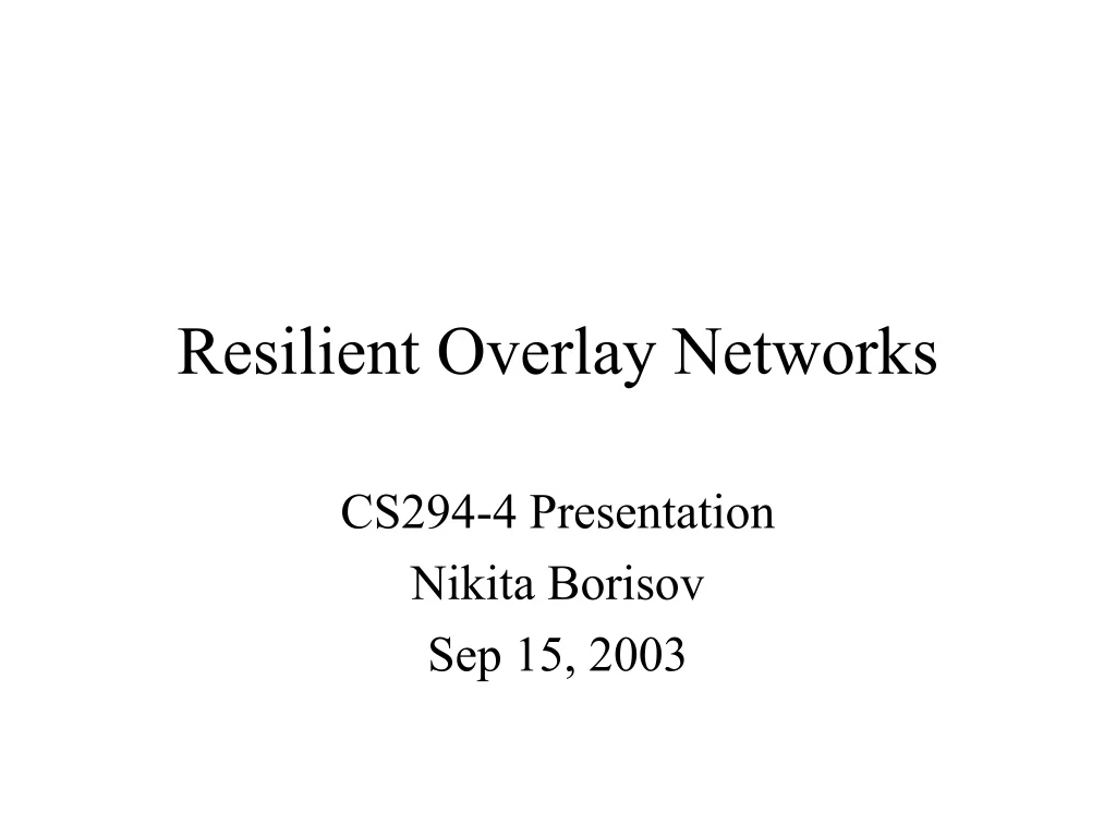 resilient overlay networks