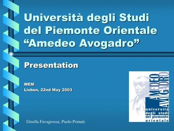 Università degli Studi del Piemonte Orientale “Amedeo Avogadro”
