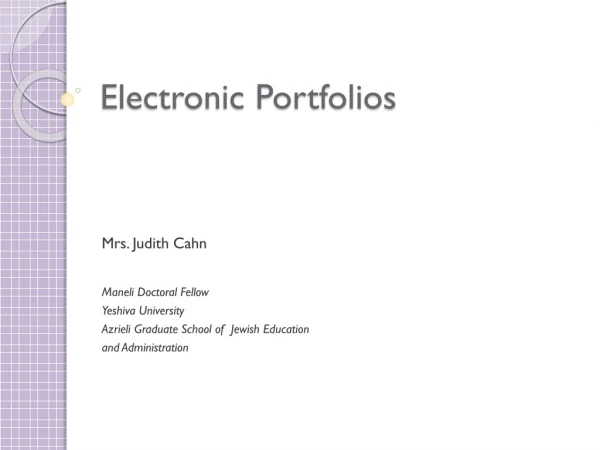 Electronic Portfolios