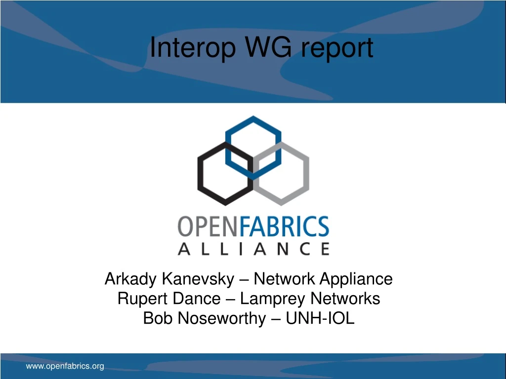 arkady kanevsky network appliance rupert dance lamprey networks bob noseworthy unh iol