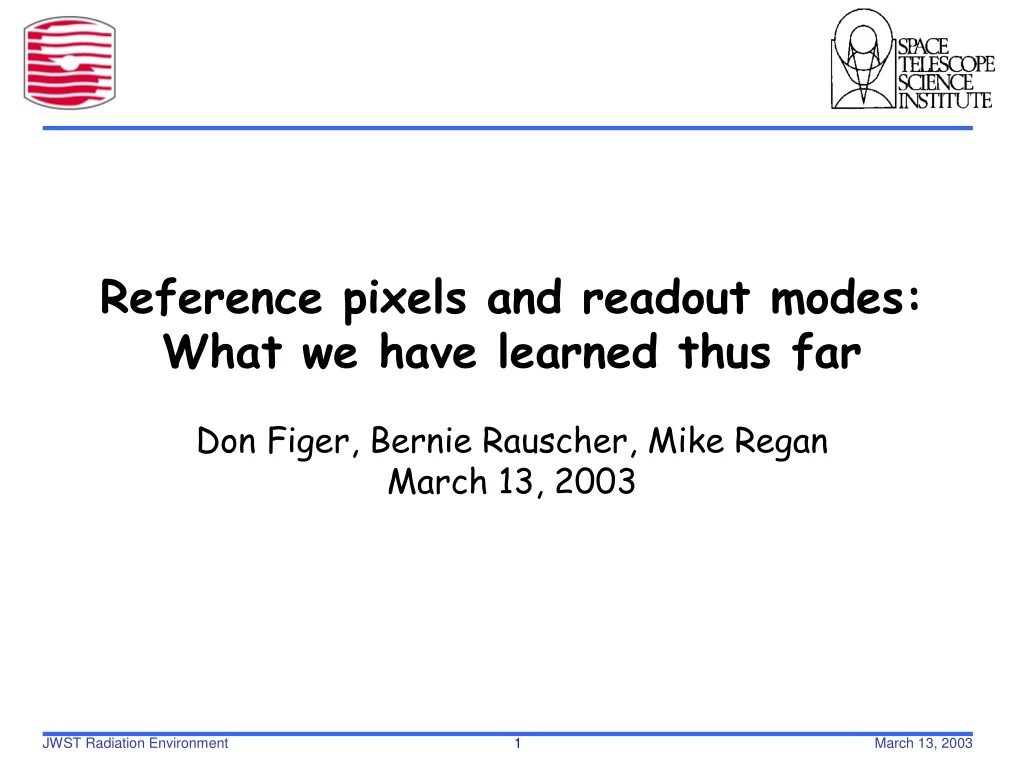 reference pixels and readout modes what we have