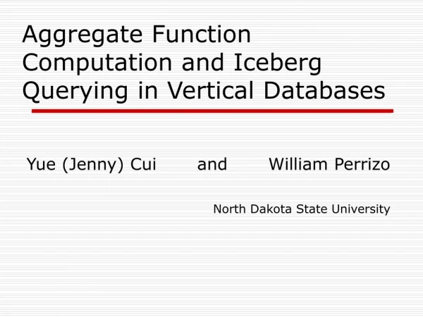 Aggregate Function Computation and Iceberg Querying in Vertical Databases