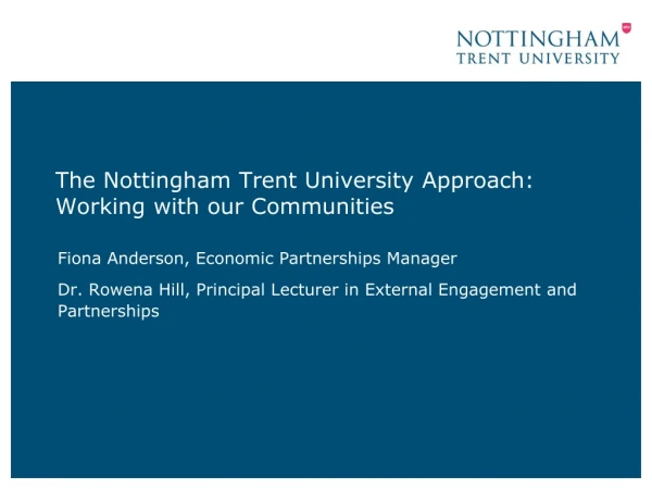 The Nottingham Trent University Approach: Working with our Communities
