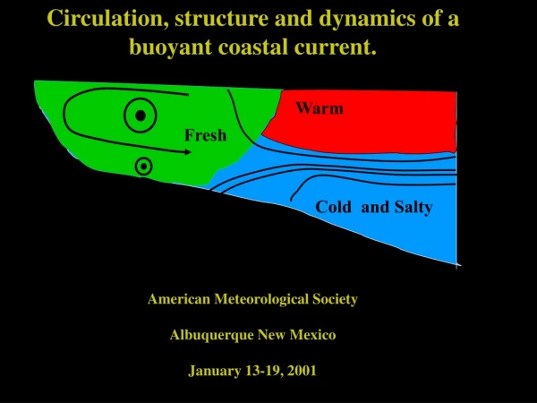 Circulation, structure and dynamics of a buoyant coastal current.