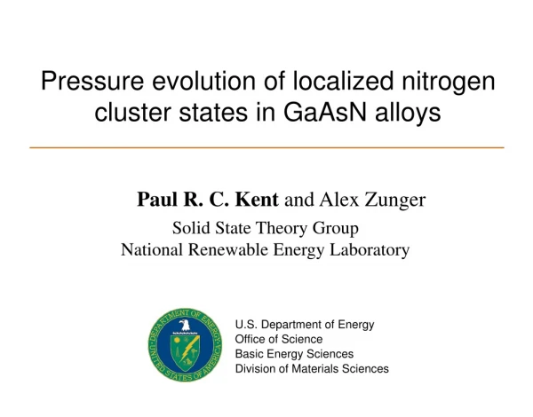 Pressure evolution of localized nitrogen cluster states in GaAsN alloys