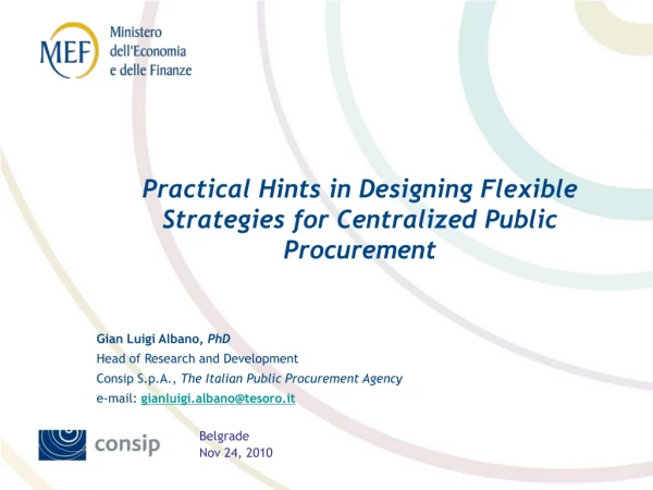 Practical Hints in Designing Flexible Strategies for Centralized Public Procurement