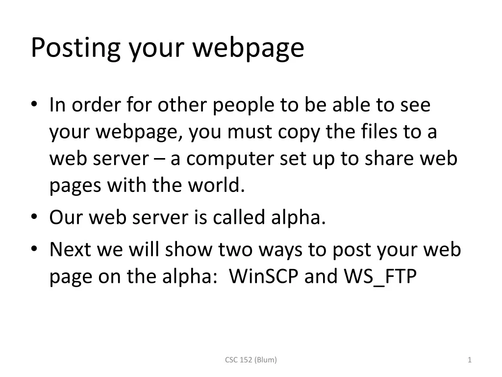 posting your webpage