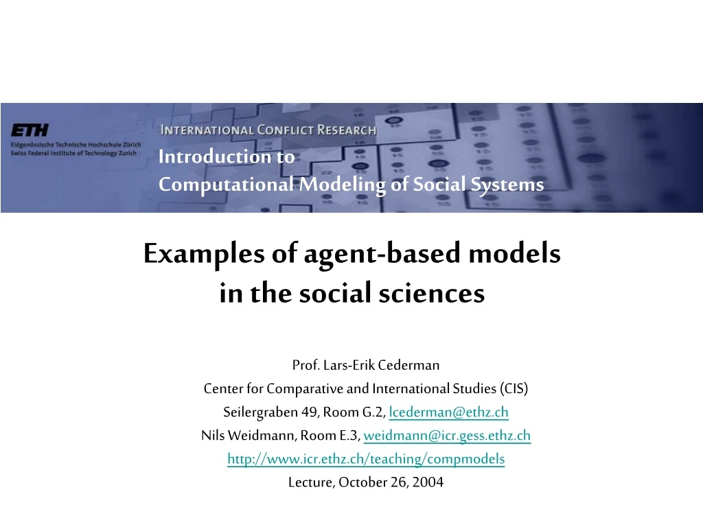 examples of agent based models in the social