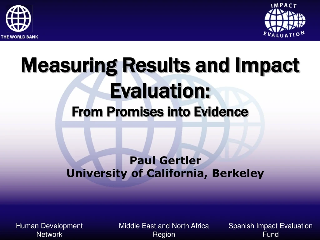 measuring results and impact evaluation from promises into evidence