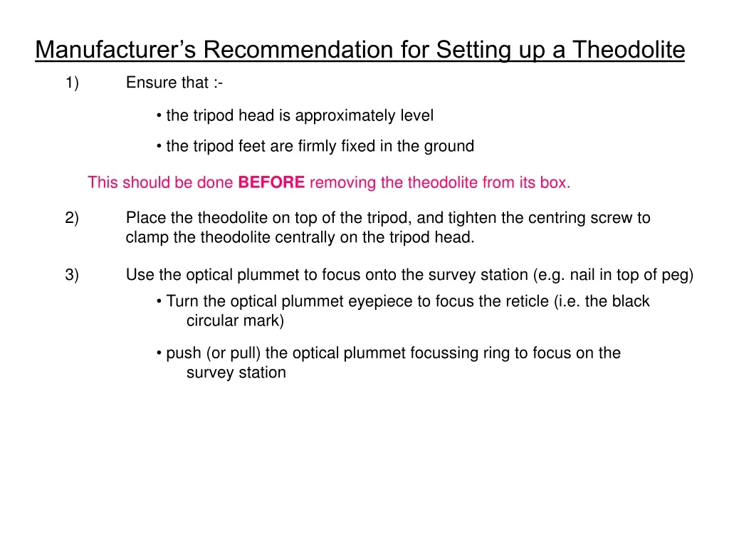 manufacturer s recommendation for setting