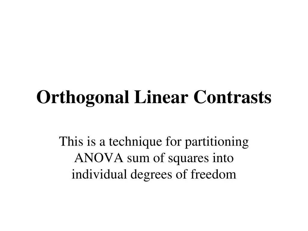 orthogonal linear contrasts