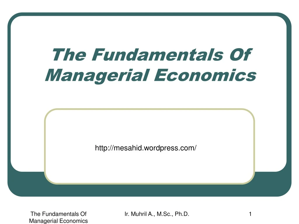 the fundamentals of managerial economics