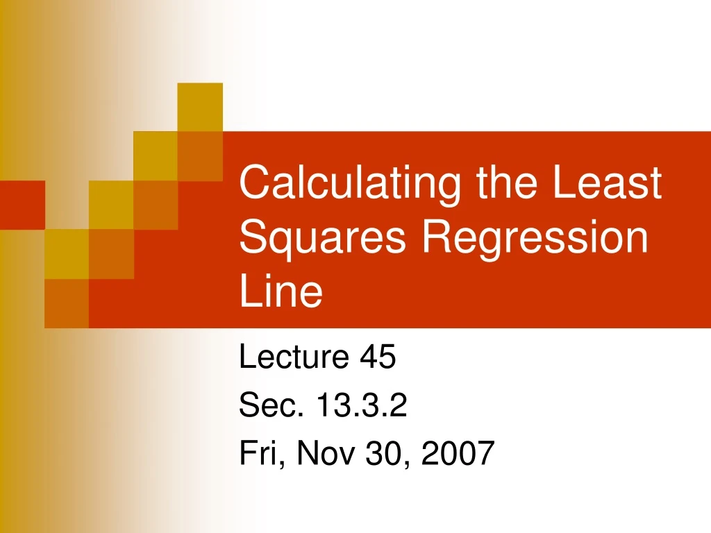 calculating the least squares regression line