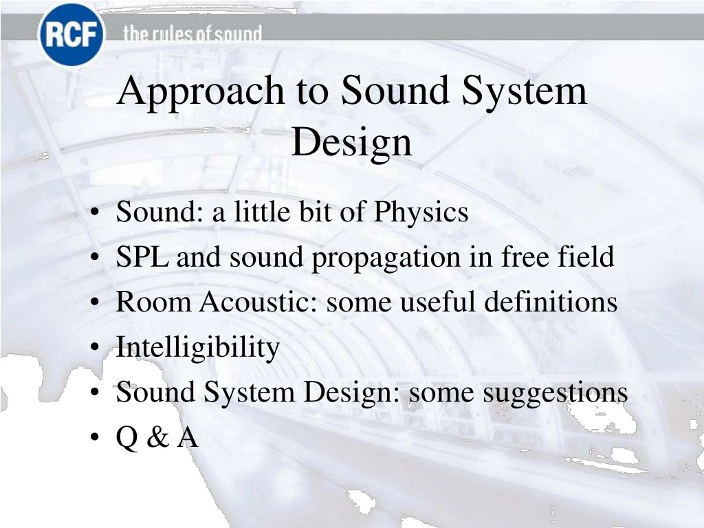 approach to sound system design