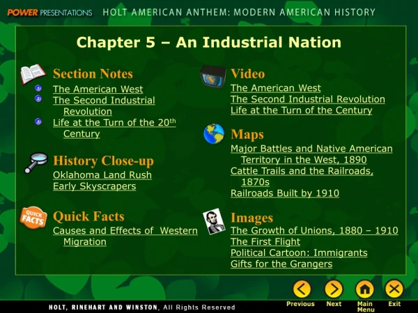 Chapter 5 – An Industrial Nation