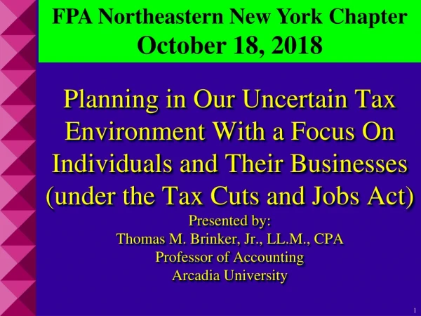 FPA Northeastern New York Chapter October 18, 2018