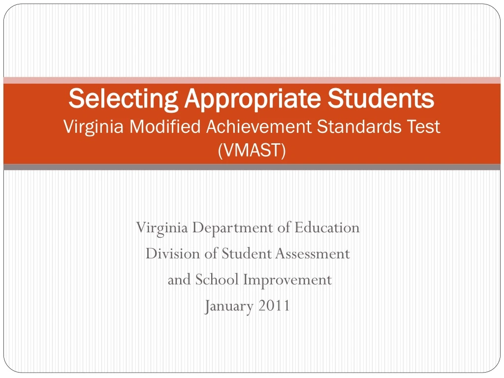 selecting appropriate students virginia modified achievement standards test vmast