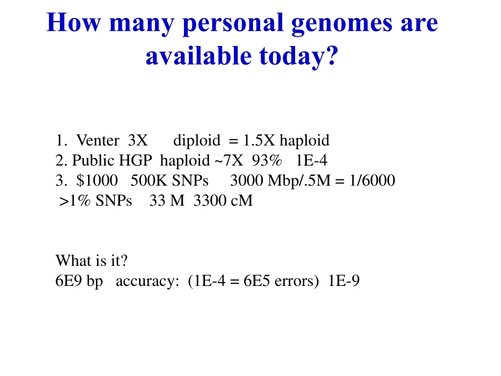 how many personal genomes are available today