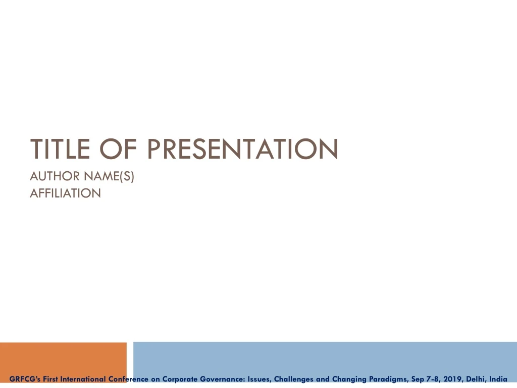 title of presentation author name s affiliation