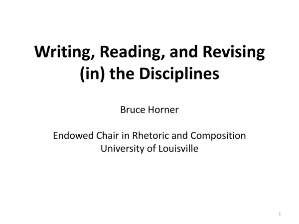 Writing, Reading, and Revising (in) the Disciplines