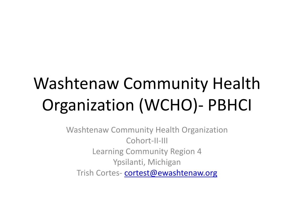 washtenaw community health organization wcho pbhci