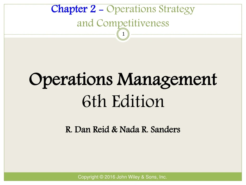 chapter 2 operations strategy and competitiveness