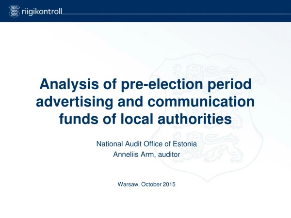 Analysis of pre-election period advertising and communication funds of local authorities