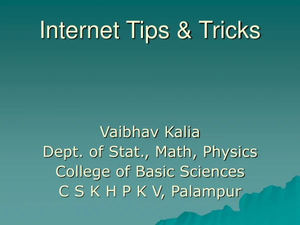 Internet Tips &amp; Tricks