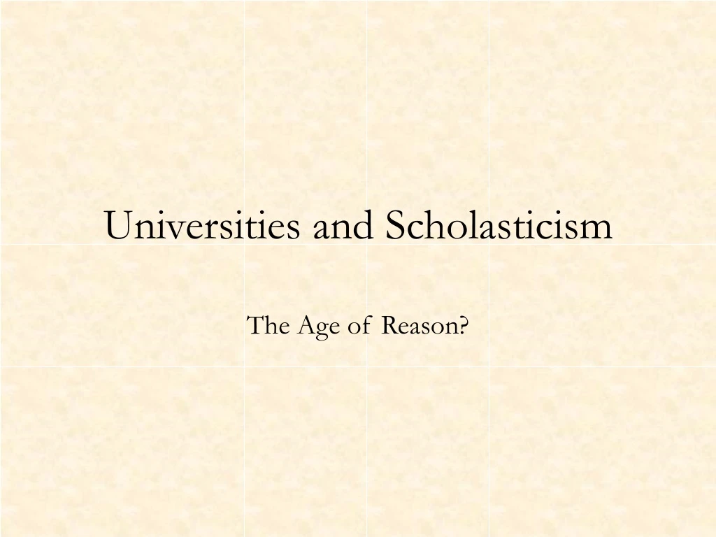 universities and scholasticism