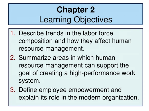 Chapter 2 Learning Objectives