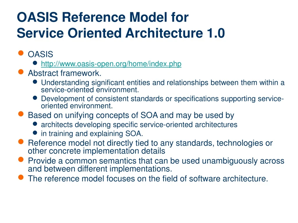 oasis reference model for service oriented architecture 1 0
