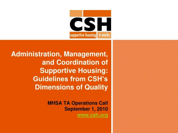 MHSA TA Operations Call September 1, 2010 csh