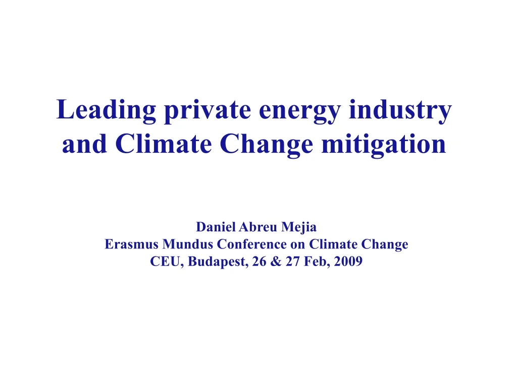 leading private energy industry and climate change mitigation