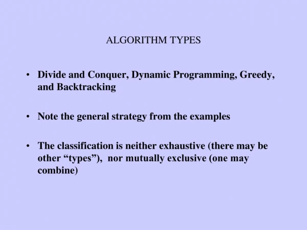 ALGORITHM TYPES