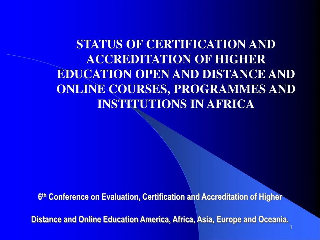 status of certification and accreditation