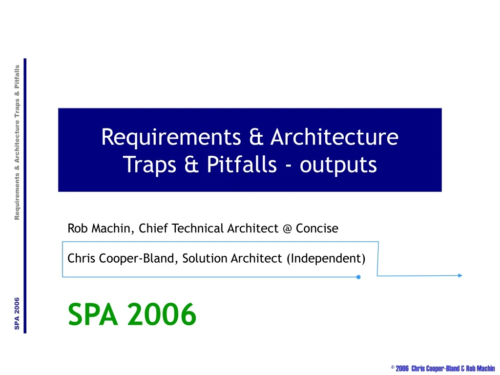 requirements architecture traps pitfalls outputs