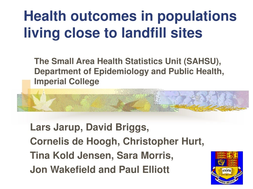 health outcomes in populations living close to landfill sites