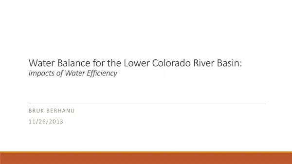 Water Balance for the Lower Colorado River Basin: Impacts of Water Efficiency