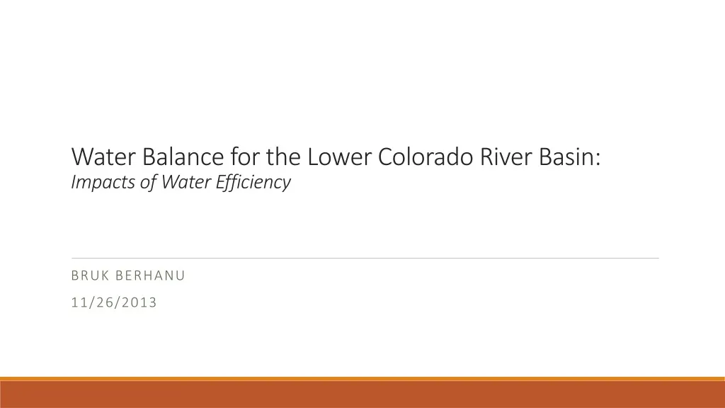 water balance for the lower colorado river basin impacts of water efficiency