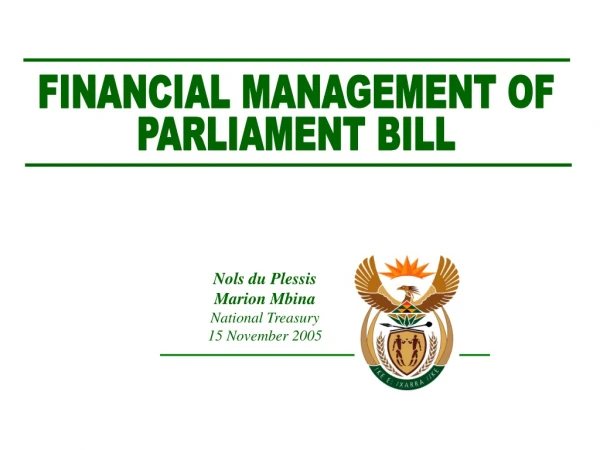 Nols du Plessis Marion Mbina National Treasury 15 November 2005