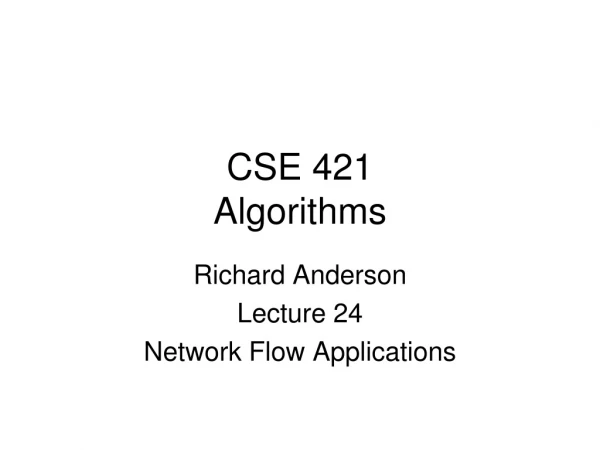 CSE 421 Algorithms