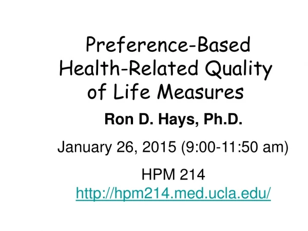 Preference-Based  Health-Related Quality of Life Measures