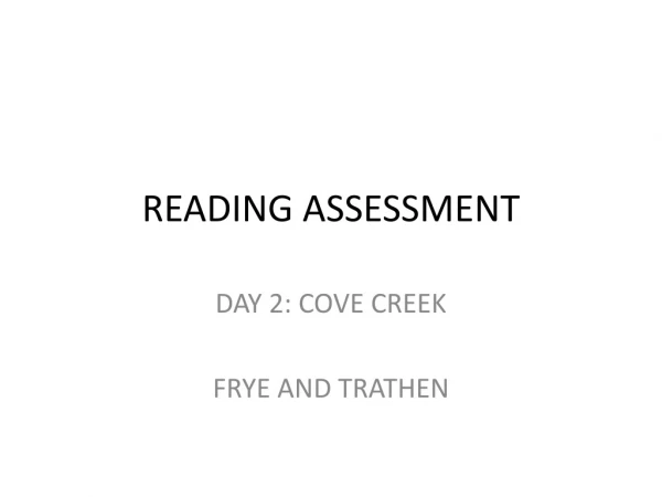 READING ASSESSMENT