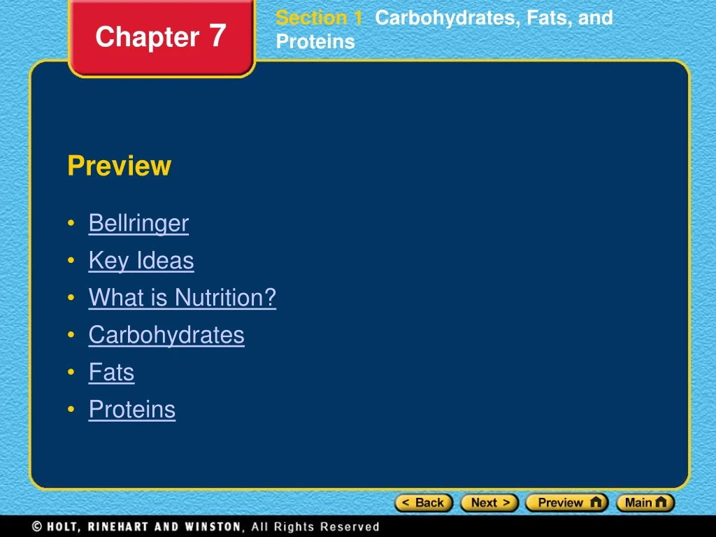 section 1 carbohydrates fats and proteins