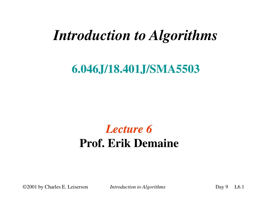 introduction to algorithms 6 046j 18 401j sma5503