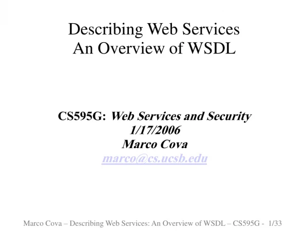 Describing Web Services  An Overview of WSDL