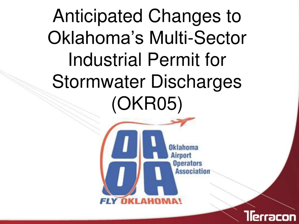 anticipated changes to oklahoma s multi sector industrial permit for stormwater discharges okr05