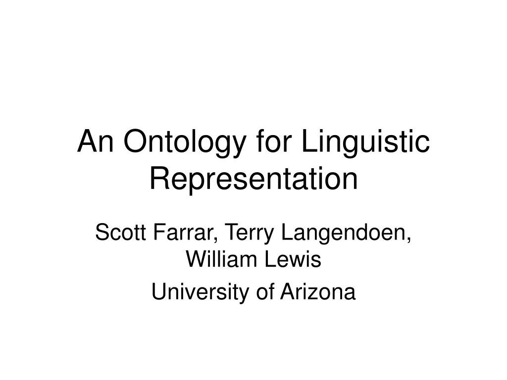 an ontology for linguistic representation
